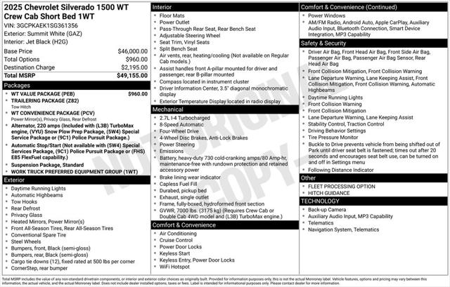 2025 Chevrolet Silverado 1500 4WD Crew Cab Short Bed WT