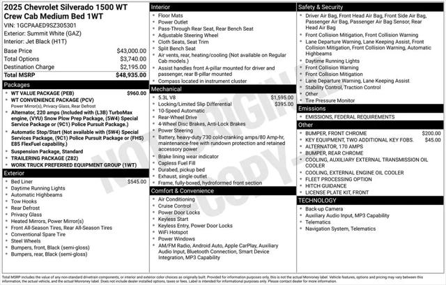 2025 Chevrolet Silverado 1500 2WD Crew Cab Standard Bed WT