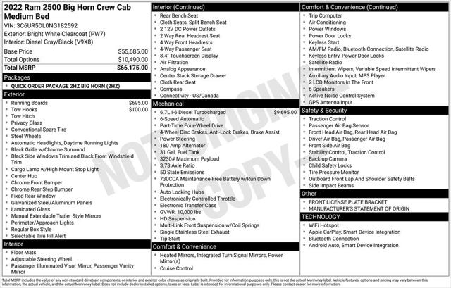 2022 RAM 2500 Big Horn Crew Cab 4x4 64 Box