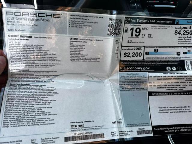 2018 Porsche Cayenne Platinum Edition