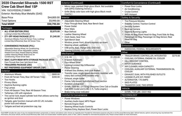 2020 Chevrolet Silverado 1500 4WD Crew Cab Short Bed RST