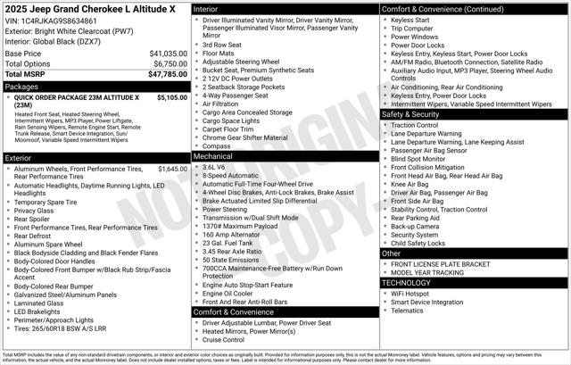 2025 Jeep Grand Cherokee GRAND CHEROKEE L ALTITUDE X 4X4