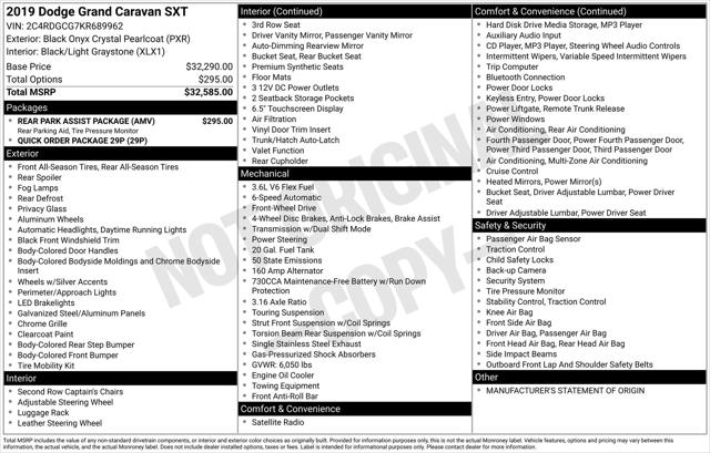 2019 Dodge Grand Caravan SXT