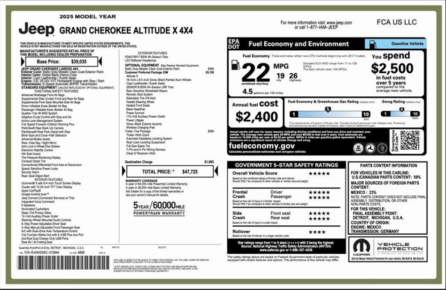 2025 Jeep Grand Cherokee GRAND CHEROKEE ALTITUDE X 4X4