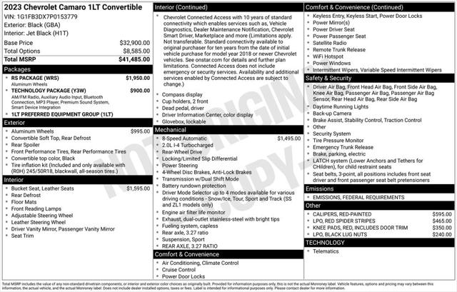 2023 Chevrolet Camaro RWD Convertible 1LT