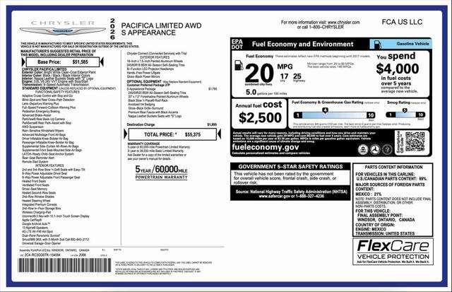 2026 Chrysler Pacifica PACIFICA LIMITED AWD 2026 Chrysler Pacifica PACIFICA LIMITED AWD