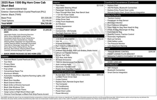 2025 RAM Ram 1500 RAM 1500 BIG HORN CREW CAB 4X4 57 BOX