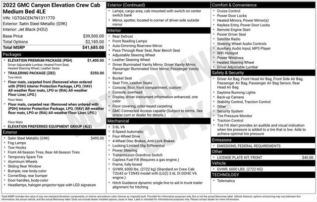 2022 GMC Canyon 4WD Crew Cab Short Box Elevation