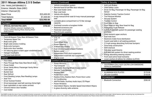 2011 Nissan Altima 2.5 S