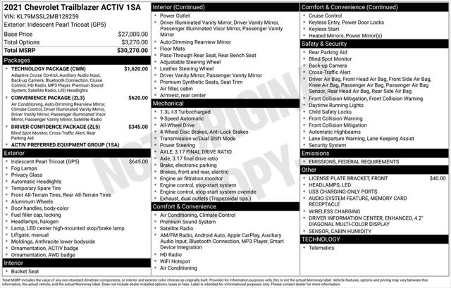 2021 Chevrolet Trailblazer AWD ACTIV