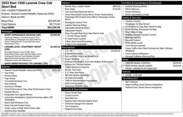 2022 RAM 1500 Laramie Crew Cab 4x4 57 Box