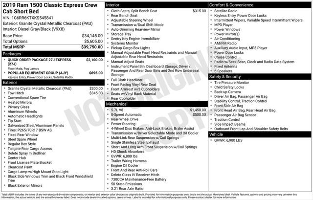 2019 RAM 1500 Classic Express Crew Cab 4x2 57 Box