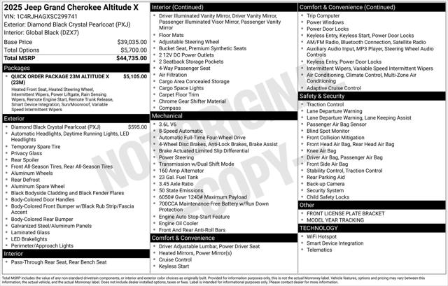 2025 Jeep Grand Cherokee GRAND CHEROKEE ALTITUDE X 4X4