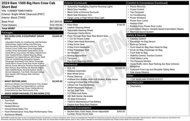 2024 RAM 1500 Big Horn Crew Cab 4x2 57 Box