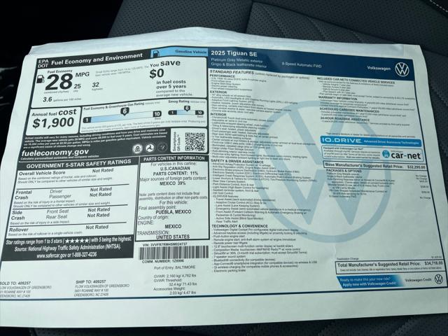 2025 Volkswagen Tiguan 2.0T SE