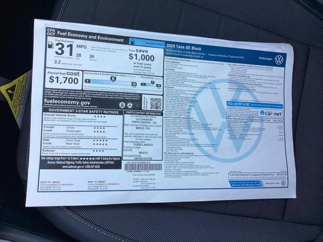 2025 Volkswagen Taos 1.5T SE Black