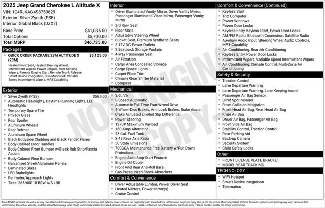 2025 Jeep Grand Cherokee GRAND CHEROKEE L ALTITUDE X 4X4