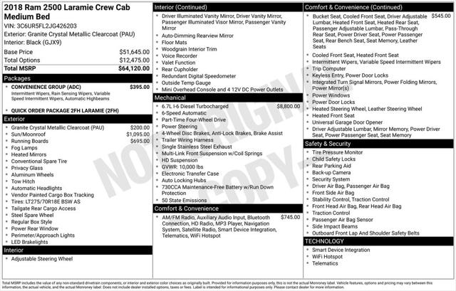 2018 RAM 2500 Laramie Crew Cab 4x4 64 Box