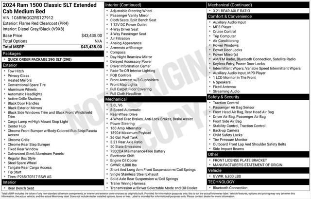2024 RAM 1500 Classic SLT Quad Cab 4x2 64 Box
