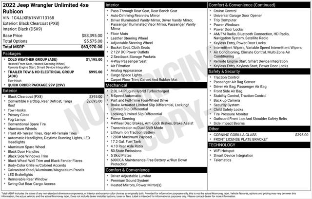 2022 Jeep Wrangler 4xe Unlimited Rubicon 4x4
