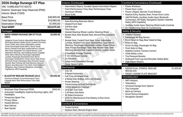 2026 Dodge Durango DURANGO GT PLUS AWD 2026 Dodge Durango DURANGO GT PLUS AWD