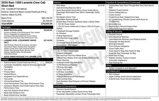 2026 RAM Ram 1500 RAM 1500 LARAMIE CREW CAB 4X4 57 BOX
