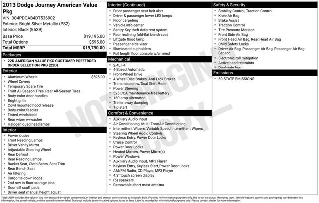 2013 Dodge Journey American Value Pkg