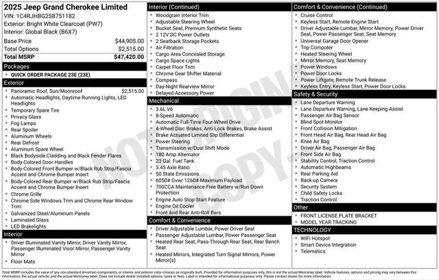 2025 Jeep Grand Cherokee GRAND CHEROKEE LIMITED 4X4