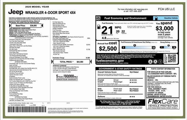 2025 Jeep Wrangler WRANGLER 4-DOOR SPORT