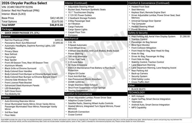 2026 Chrysler Pacifica PACIFICA SELECT 2026 Chrysler Pacifica PACIFICA SELECT