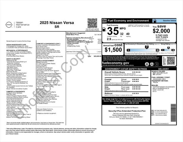 2025 Nissan Versa 1.6 SR