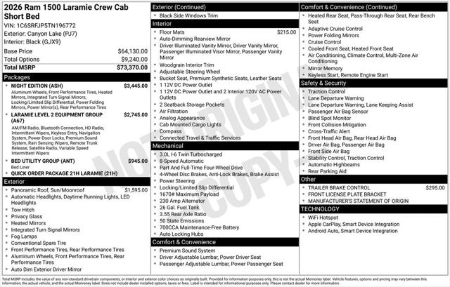 2026 RAM Ram 1500 RAM 1500 LARAMIE CREW CAB 4X4 57 BOX