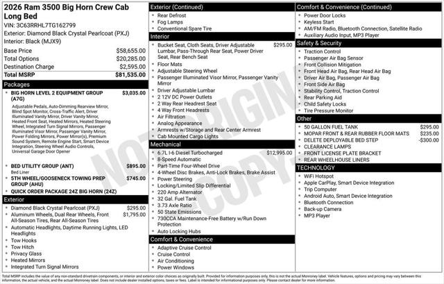 2026 Ram 3500 Big Horn Crew Cab 4x4 8' Box