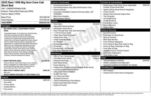 2025 RAM Ram 1500 RAM 1500 BIG HORN CREW CAB 4X2 57 BOX
