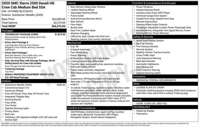 2020 GMC Sierra 2500HD 4WD Crew Cab Standard Bed Denali