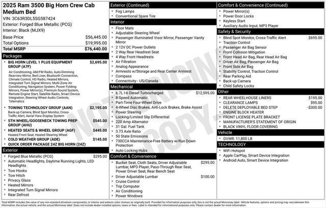 2025 RAM Ram 3500 RAM 3500 BIG HORN CREW CAB 4X4 64 BOX