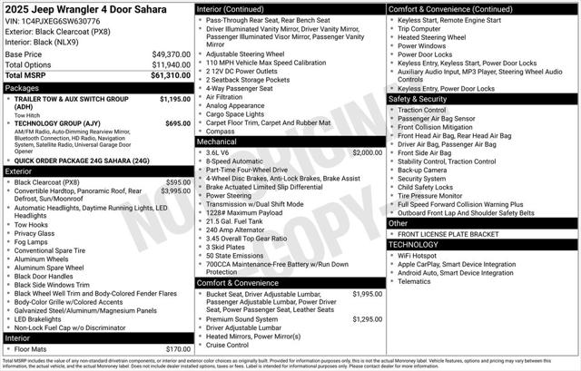 2025 Jeep Wrangler WRANGLER 4-DOOR SAHARA
