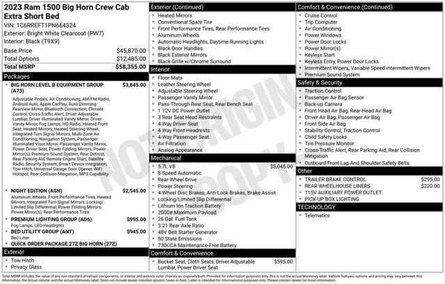 2023 RAM 1500 Big Horn Crew Cab 4x2 57 Box