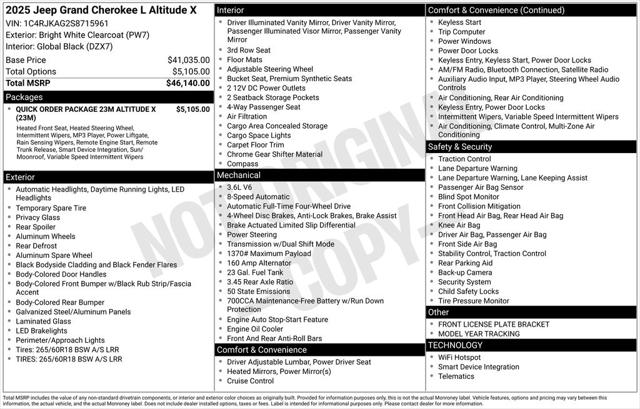 2025 Jeep Grand Cherokee GRAND CHEROKEE L ALTITUDE X 4X4