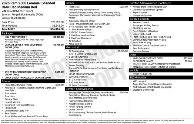 2026 RAM Ram 2500 RAM 2500 LARAMIE MEGA CAB 4X4 64 BOX