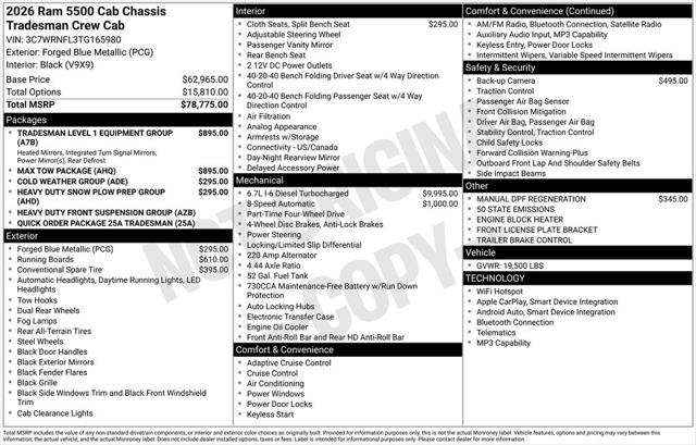 2026 RAM Ram 5500 Chassis Cab RAM 5500 TRADESMAN CHASSIS CREW CAB 4X4 84 CA 2026 RAM Ram 5500 Chassis Cab RAM 5500 TRADESMAN CHASSIS CREW CAB 4X4 84 CA