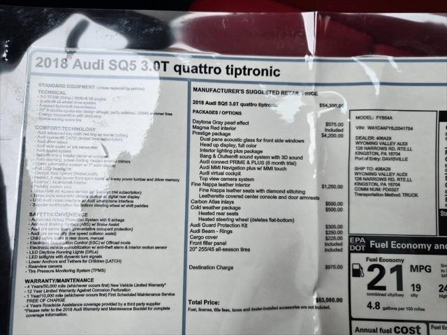 2018 Audi SQ5 3.0T Premium Plus