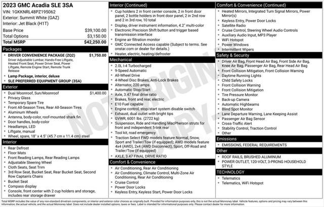 2023 GMC Acadia AWD SLE