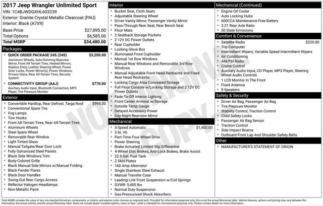 2017 Jeep Wrangler Unlimited Sport 4x4