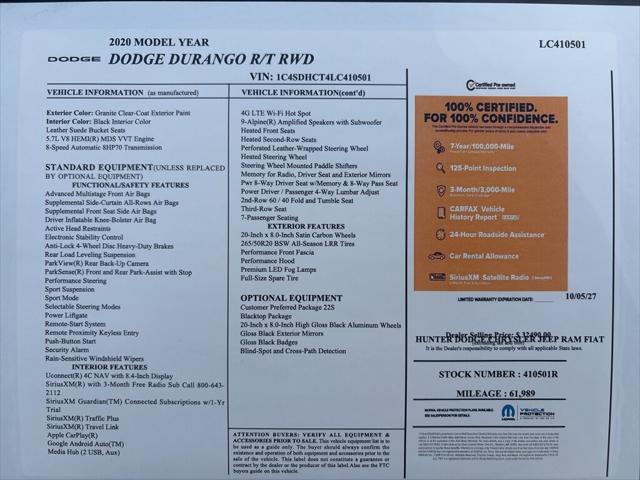 2020 Dodge Durango R/T RWD