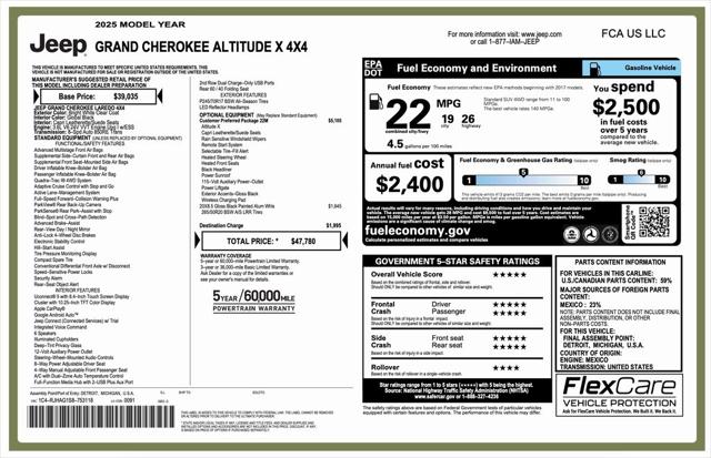 2025 Jeep Grand Cherokee GRAND CHEROKEE ALTITUDE X 4X4 2025 Jeep Grand Cherokee GRAND CHEROKEE ALTITUDE X 4X4