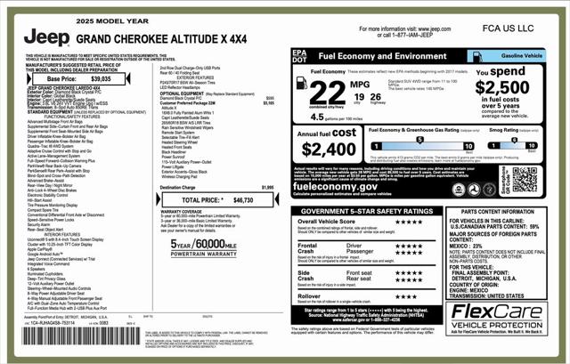 2025 Jeep Grand Cherokee GRAND CHEROKEE ALTITUDE X 4X4