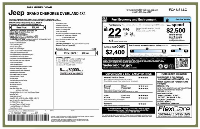 2025 Jeep Grand Cherokee GRAND CHEROKEE OVERLAND 4X4 2025 Jeep Grand Cherokee GRAND CHEROKEE OVERLAND 4X4