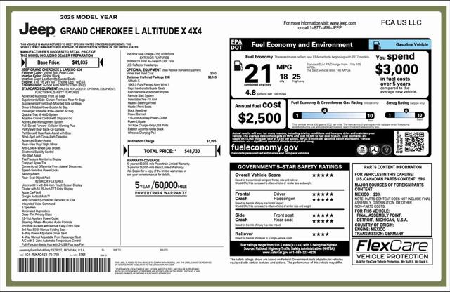 2025 Jeep Grand Cherokee GRAND CHEROKEE L ALTITUDE X 4X4 2025 Jeep Grand Cherokee GRAND CHEROKEE L ALTITUDE X 4X4