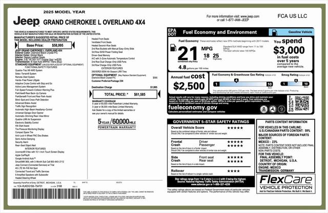 2025 Jeep Grand Cherokee GRAND CHEROKEE L OVERLAND 4X4
